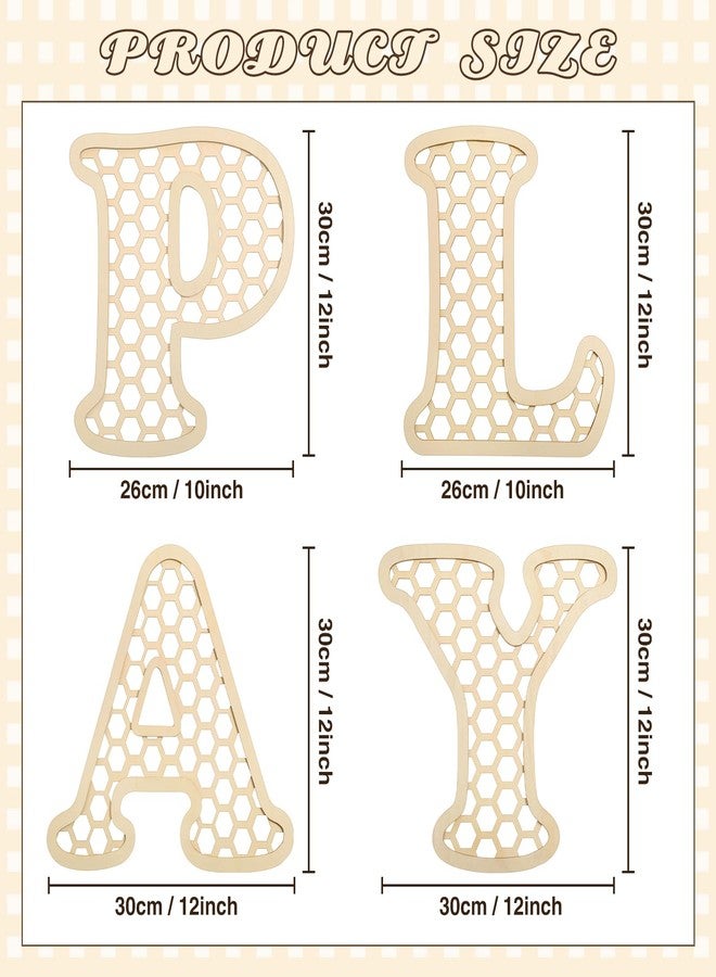 RattanView Wooden Play Rattan Letters Set Playroom Decor Boho Wall Signs Play Wooden Rattan Letters Wall Decor for Playroom Art Nursery Room Decorations(Wood Color) - Image 2